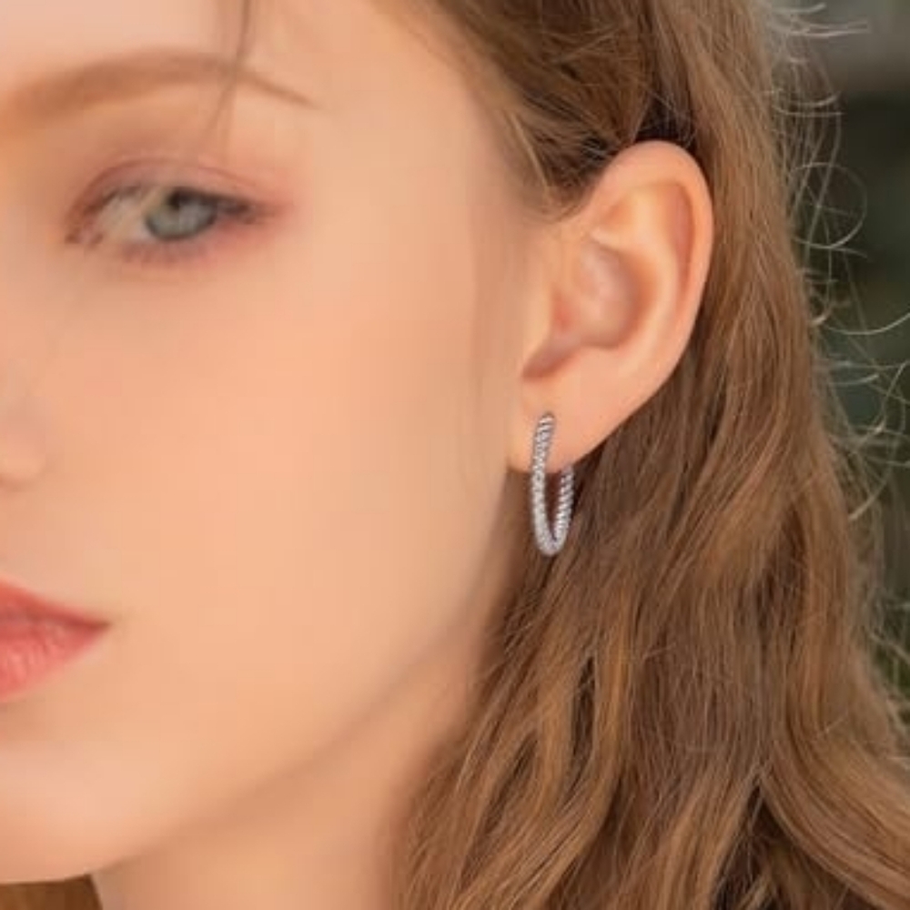 Sterling Silver Twisted Hoop Earrings - Picture 5 of 5